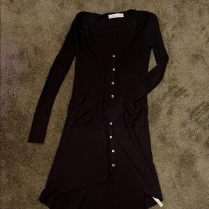Black V-Neck Long Sleeve Sheath Cardigan